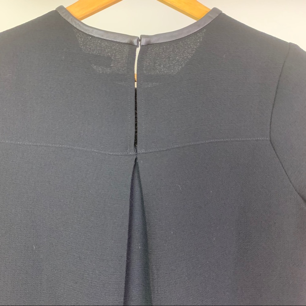 Madewell Leather Trim Tailored Tee Black Blouse - Picture 11 of 16